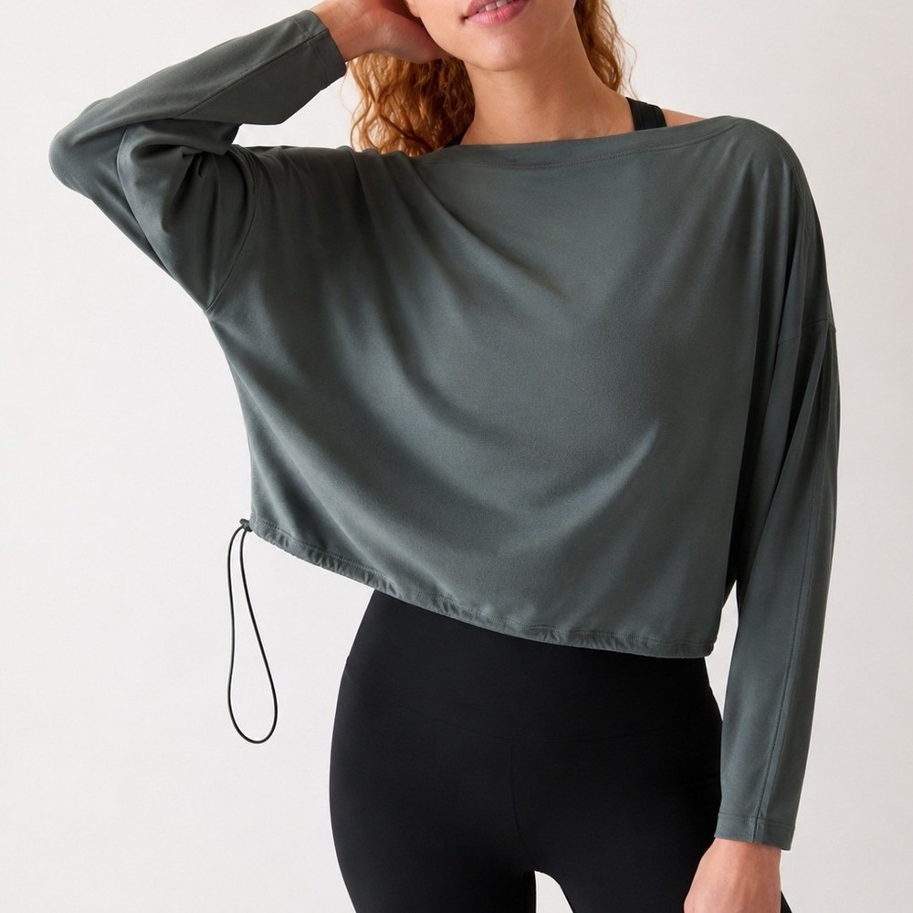 Athleta Cool Down Top Athleisure Running Balletcore Dance Gym Yoga Sporty Active